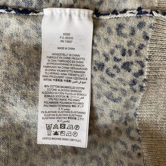 Boden Eldon Leopard Animal Print Cardigan Sz M French Navy Button Chic Mobwife-M - Picture 10 of 11